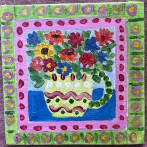 Miniature floral painting - garden flowers