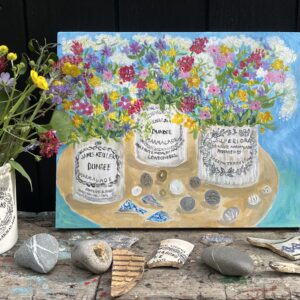 Painting - wild flowers in jars